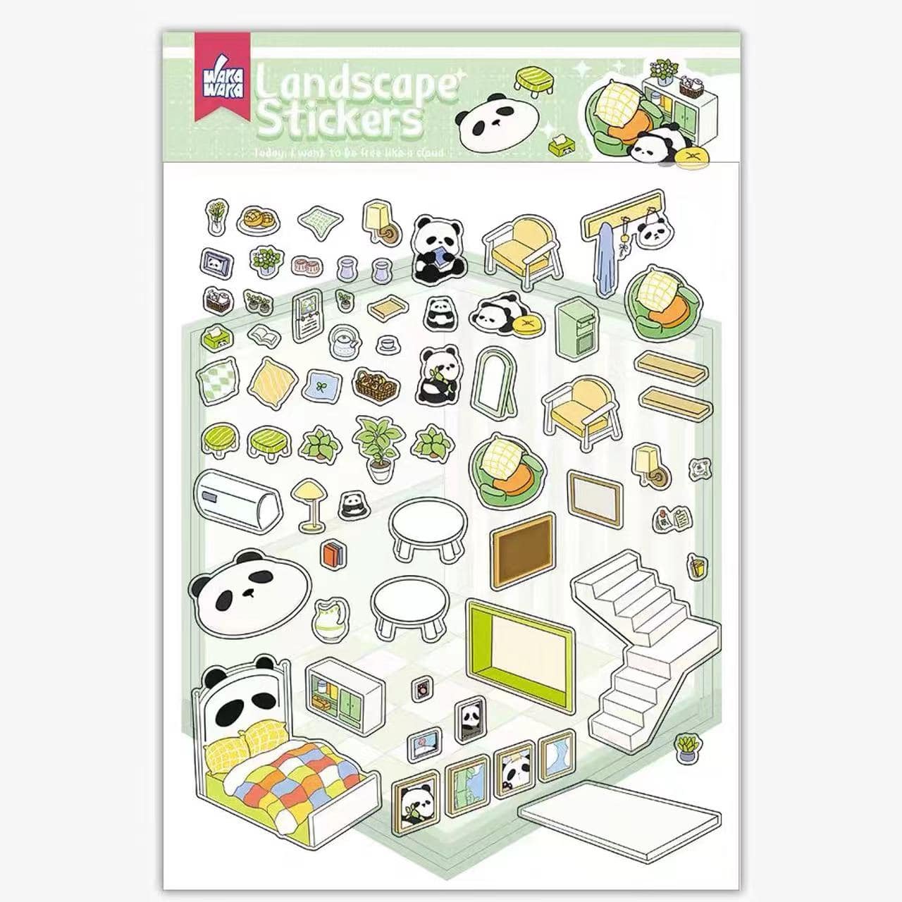 Sticker Play Scenes, Make A Grocery Store|Library|Buffet|Bakery|Bathroom|Panda Room - OPICRAFT 