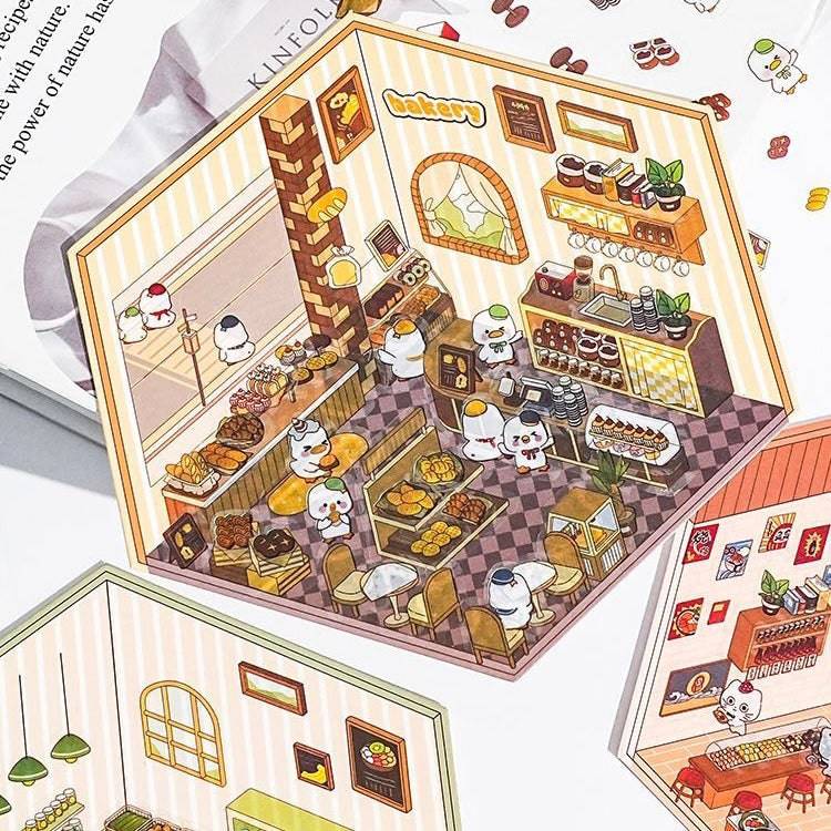 Sticker Play Scenes! Build 3D Izakaya|Chinese Convenience Store|Fresh Fruit|Bakery Shop - OPICRAFT 