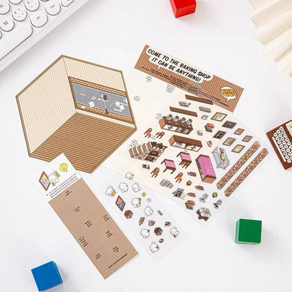 DIY 3D Sticker Scene,Make Your Own Baking Shop|Fresh Market|Bookstore|Laundry - OPICRAFT 