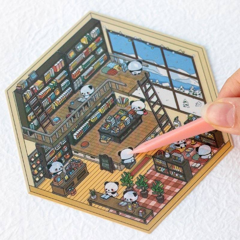 Panda Theme House Bookstore Kitchen Super Shop Stickers Scene - OPICRAFT 