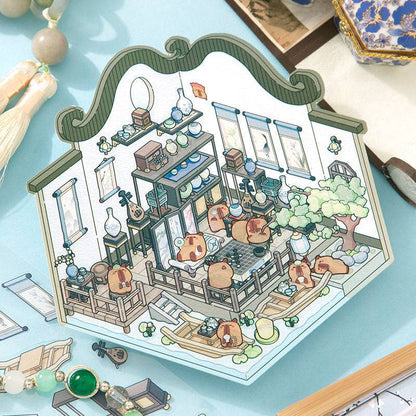 Traditional Chinese Architecture Sticker Scene: Baozi Shop|Dress Shop|Ancient Theater|Treasure - OPICRAFT 