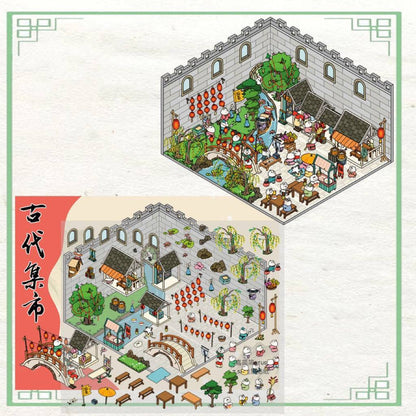 Shop Sticker Scenes! Create DIY Bookstore|Izakaya|Sweet Cake|Burger Shop|Hotpot Restaurant - OPICRAFT 