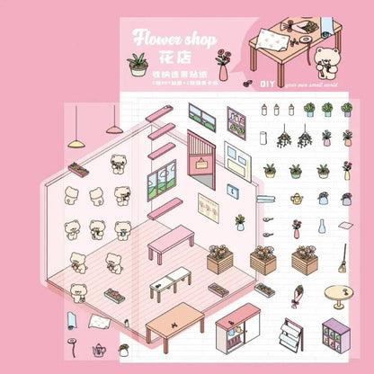 DIY Miniature Sticker Scene,Flower Shop|Bookstore|Dessert Shop|Convenience Store - OPICRAFT 