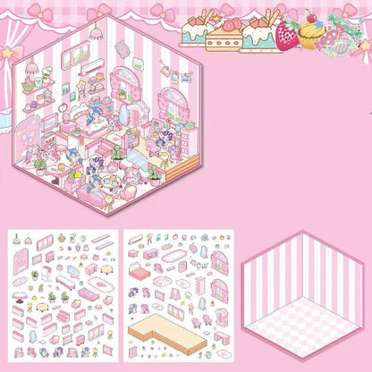 Pink Pony House Bear Bakery Puppy Restaurant Capybara Supermarket Sticker Scene - OPICRAFT 