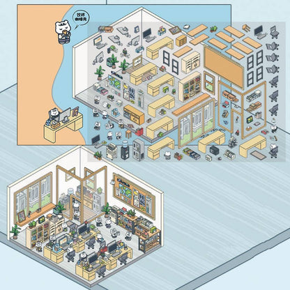 Shop Sticker Scenes! Create DIY Bookstore|Izakaya|Sweet Cake|Burger Shop|Hotpot Restaurant - OPICRAFT 