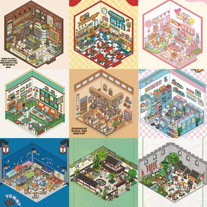 Shop Sticker Scenes! Create DIY Bookstore|Izakaya|Sweet Cake|Burger Shop|Hotpot Restaurant - OPICRAFT 