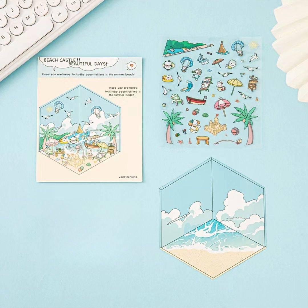 Sticker Scene: DIY Picnic|Magical Library|Spring Party|Beach|Amusement Park|Record Store - OPICRAFT 