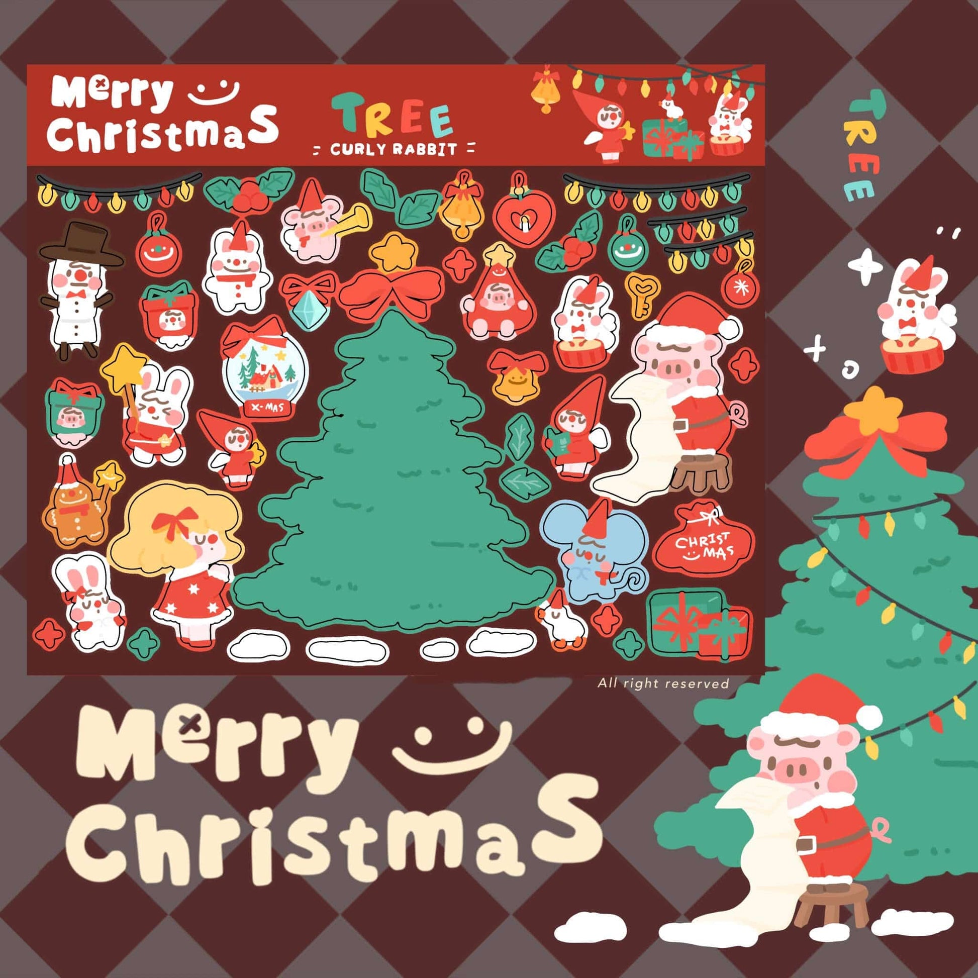 Christmas Stickers|Scrapbook Stickers|Sticker Sheet|Journal Stickers - OPICRAFT 