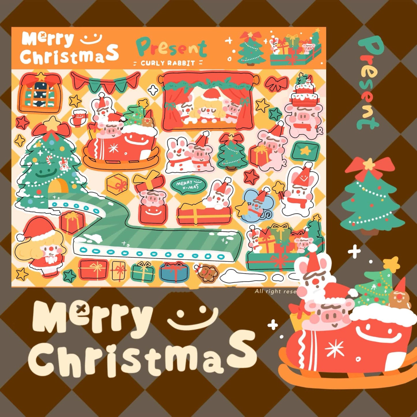 Christmas Stickers|Scrapbook Stickers|Sticker Sheet|Journal Stickers - OPICRAFT 