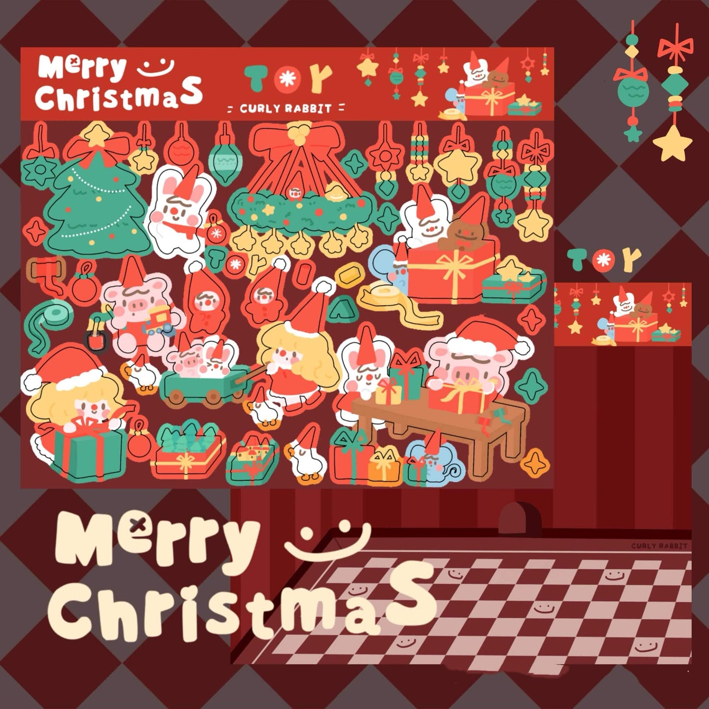 Christmas Stickers|Scrapbook Stickers|Sticker Sheet|Journal Stickers - OPICRAFT 