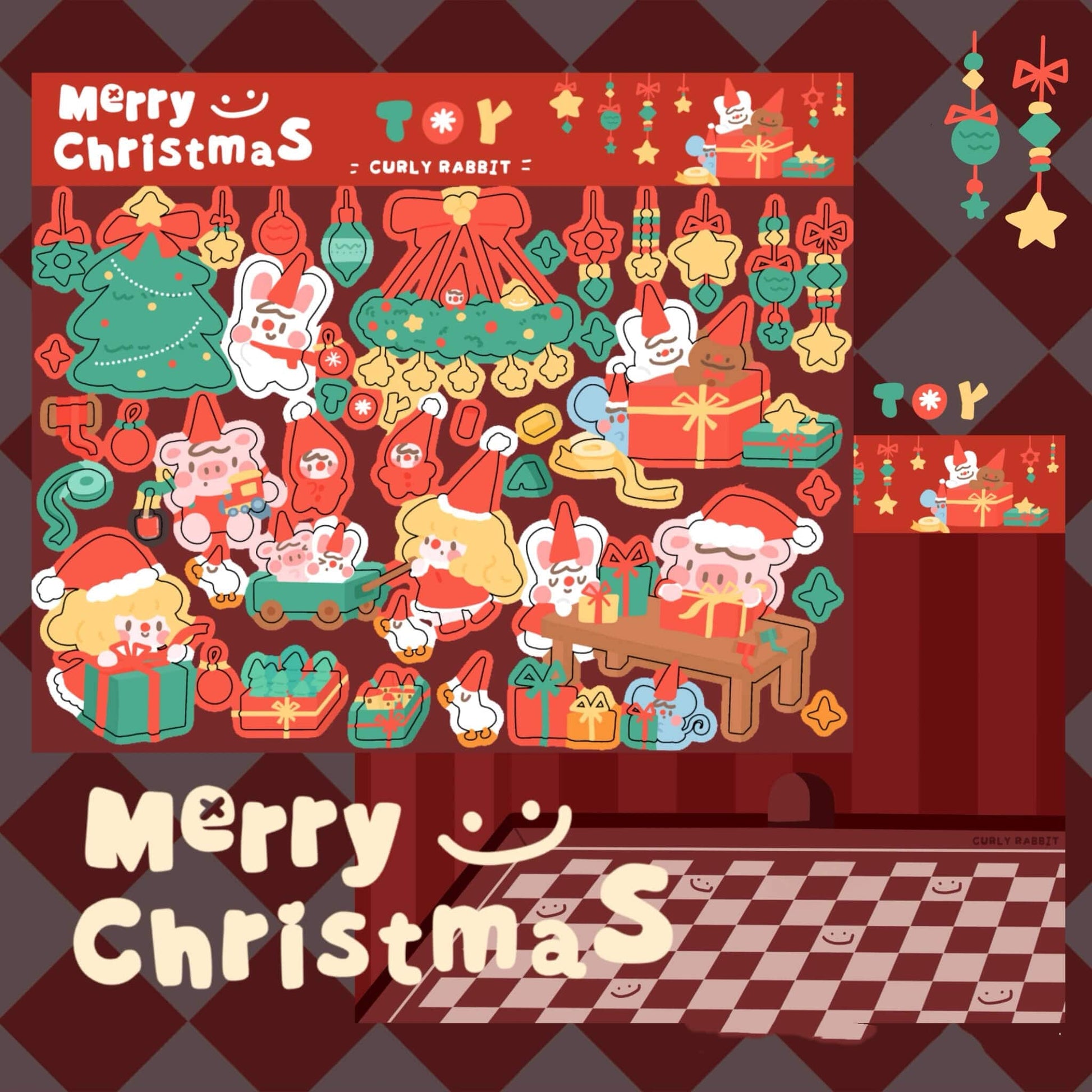 Christmas Stickers|Scrapbook Stickers|Sticker Sheet|Journal Stickers - OPICRAFT 