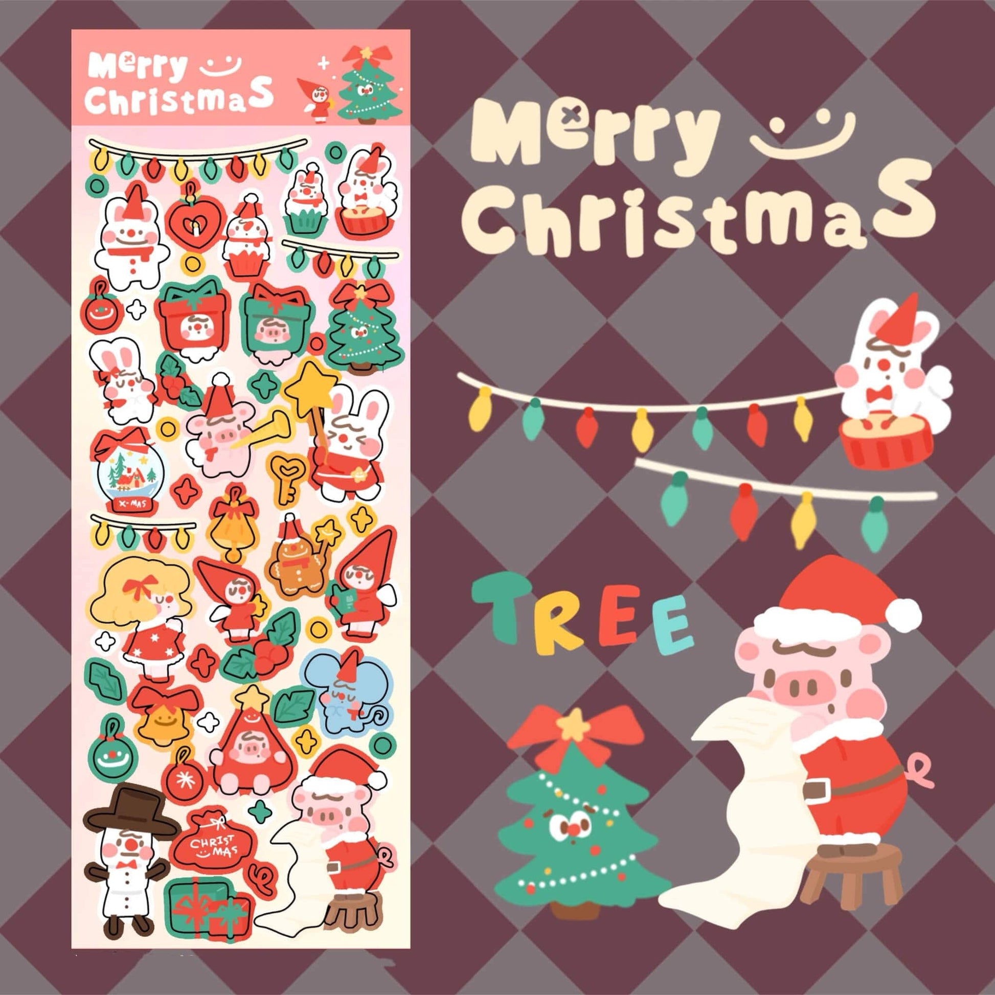 Christmas Stickers|Scrapbook Stickers|Sticker Sheet|Journal Stickers - OPICRAFT 