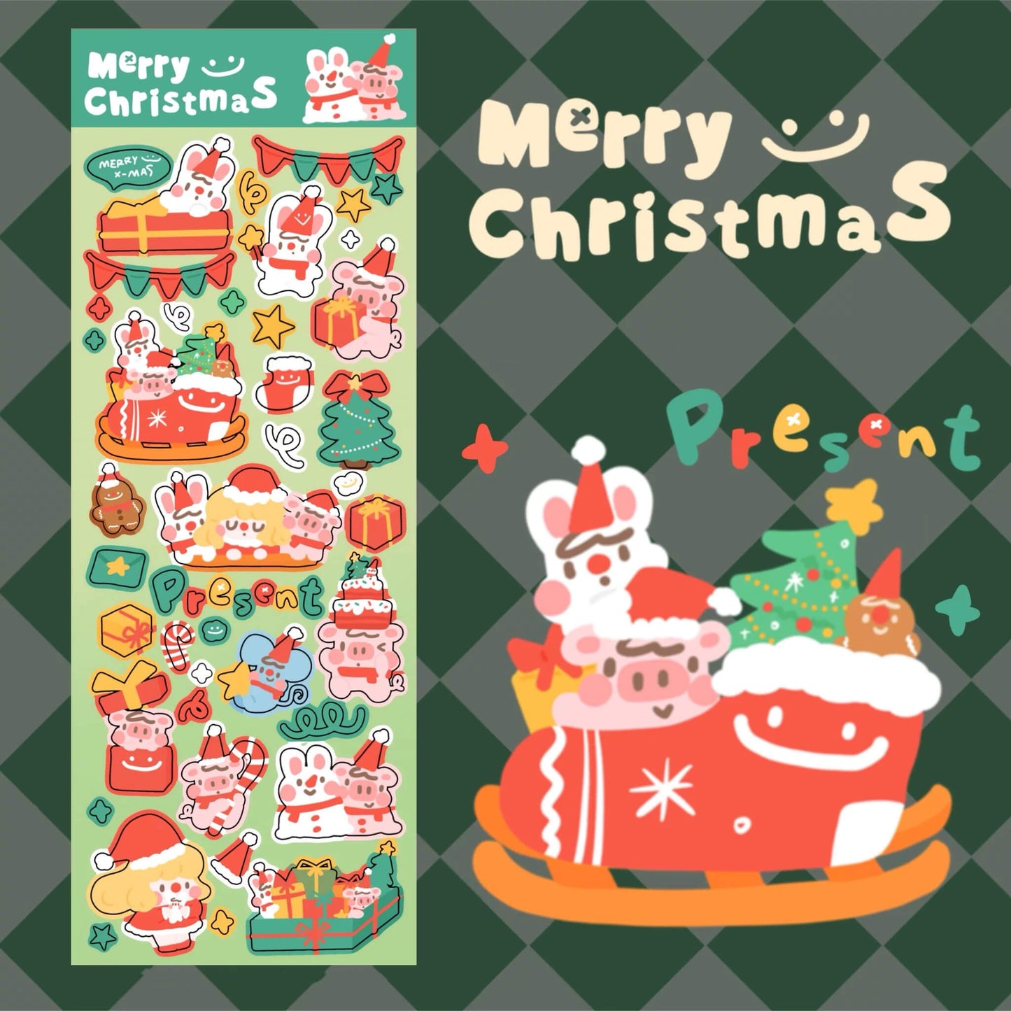 Christmas Stickers|Scrapbook Stickers|Sticker Sheet|Journal Stickers - OPICRAFT 