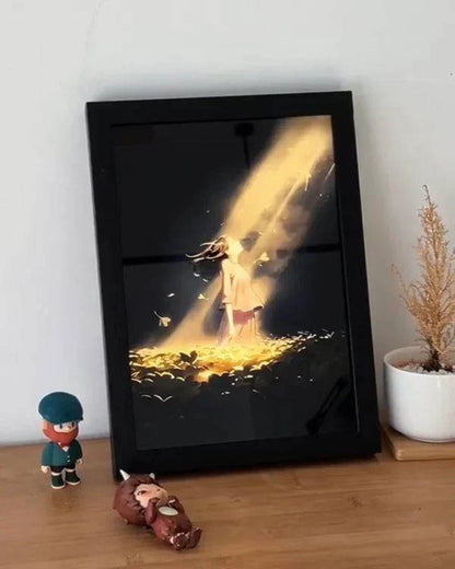 Girl Gazing at the Sky - Light Painting Art Frame - BRIVLOX | Where Innovation Meets Style!