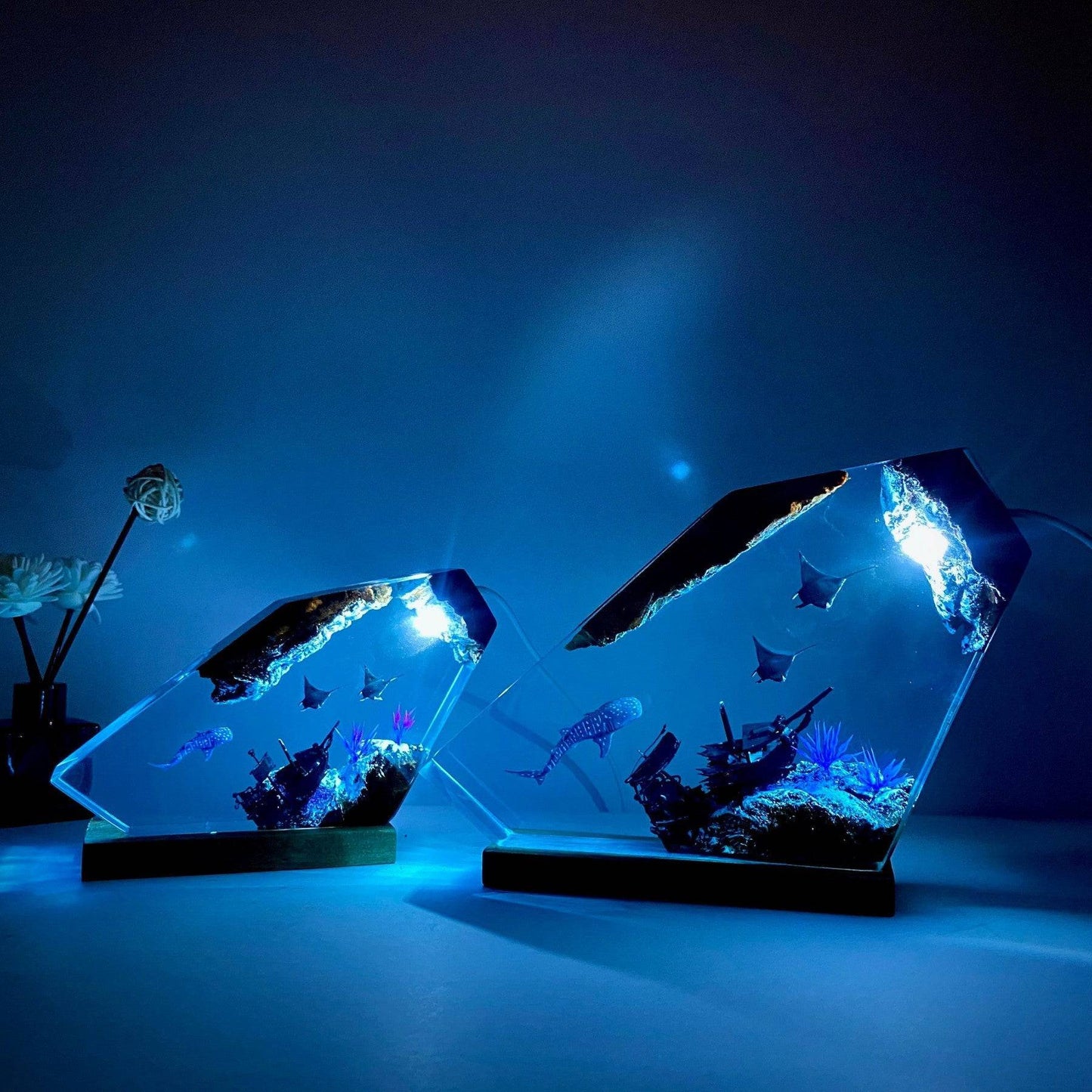 Whale Shark and Rays Resin Night Light - OPICRAFT 