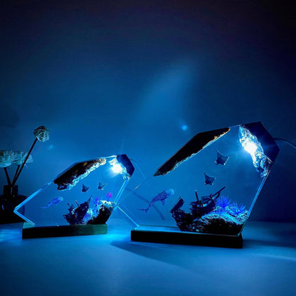 Whale Shark and Rays Resin Night Light - OPICRAFT 