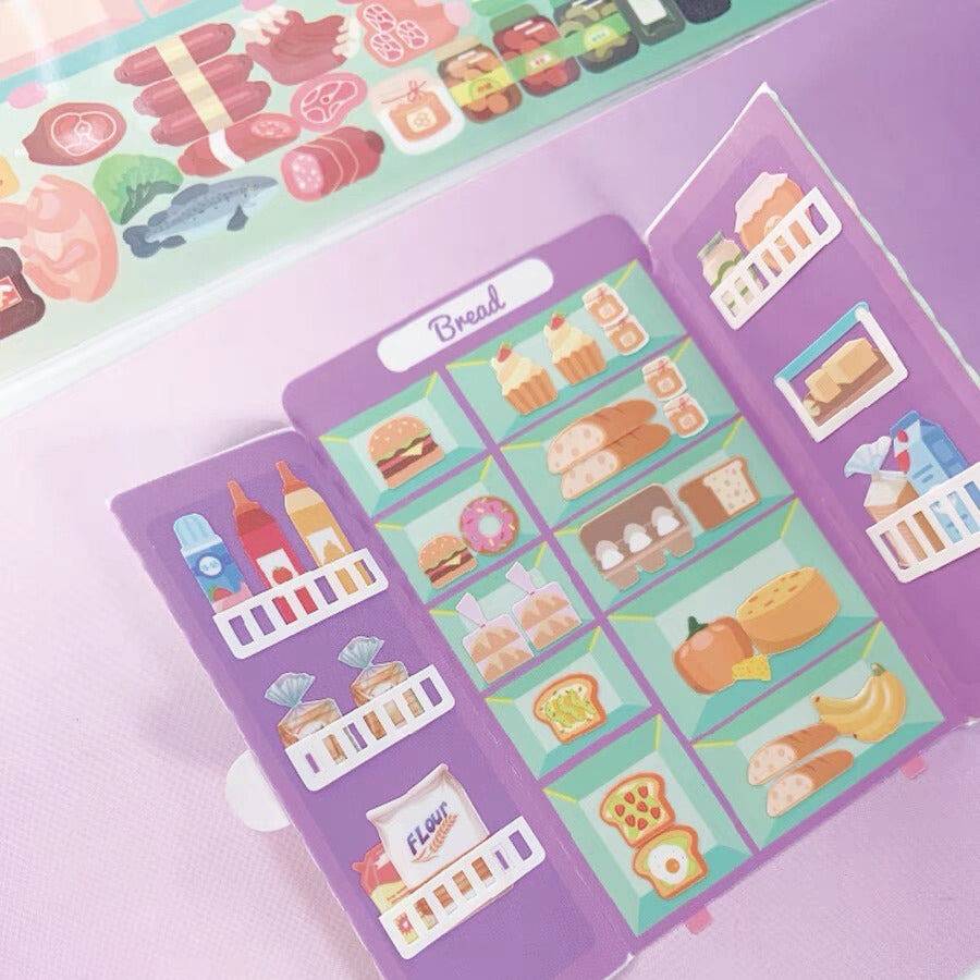 Stickers Play Set, Organize your Own Refrigerator|Snack Vending Machine|Dream House|Closet - OPICRAFT 