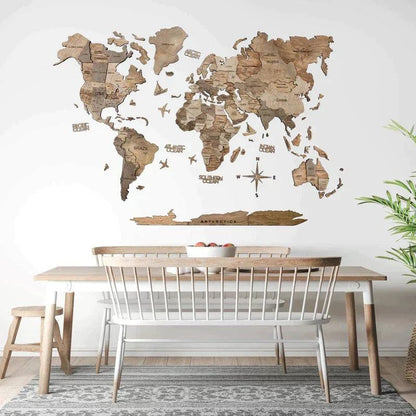 BRIVLOX 3D Wooden World Map Multicolor - BRIVLOX | Where Innovation Meets Style!