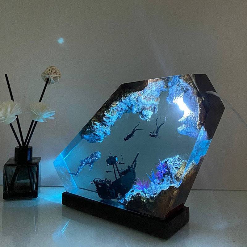 HOT SALE❗Whale shark and Couple Diver Resin Night Light - OPICRAFT 