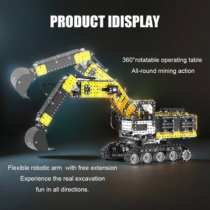 Ultimate DIY 3D Metal Alloy RC Excavator Model Kit - 2544 Precision Puzzle Pieces, 2.4G 12 Channel Fun! - OPICRAFT 