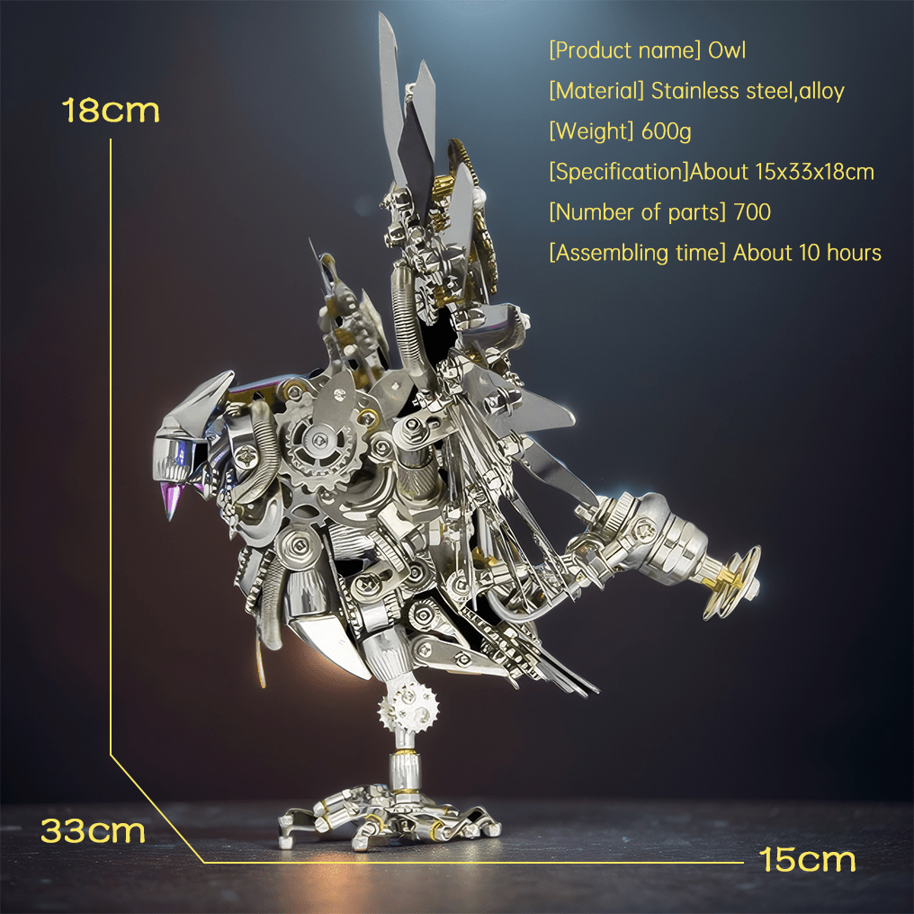 Steampunk 3D Metal Owl Model Kit – Enchanting Mechanical Puzzle Building Set for Creative Fun - OPICRAFT 