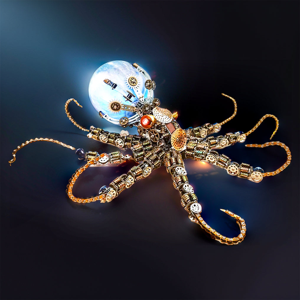 Intricate 3D Steampunk Mechanical Octopus Model Kit – 2400+ Pieces for Creative Builders! - OPICRAFT 