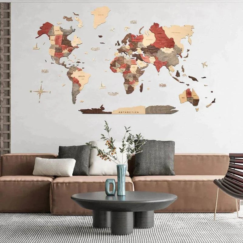 BRIVLOX 3D Wooden World Map Fusion - BRIVLOX | Where Innovation Meets Style!