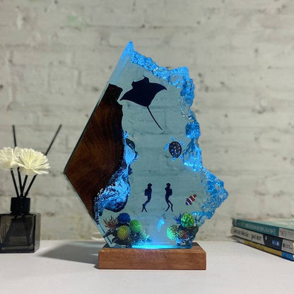 HOT SALE❗Manta Rays and Couple Diver Resin Night Light - OPICRAFT 