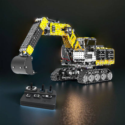 Ultimate DIY 3D Metal Alloy RC Excavator Model Kit - 2544 Precision Puzzle Pieces, 2.4G 12 Channel Fun! - OPICRAFT 