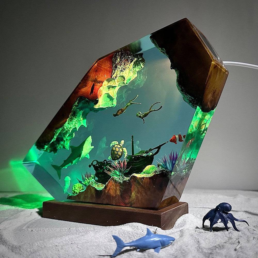 Great White Shark and Turtle Resin Night Light - OPICRAFT 