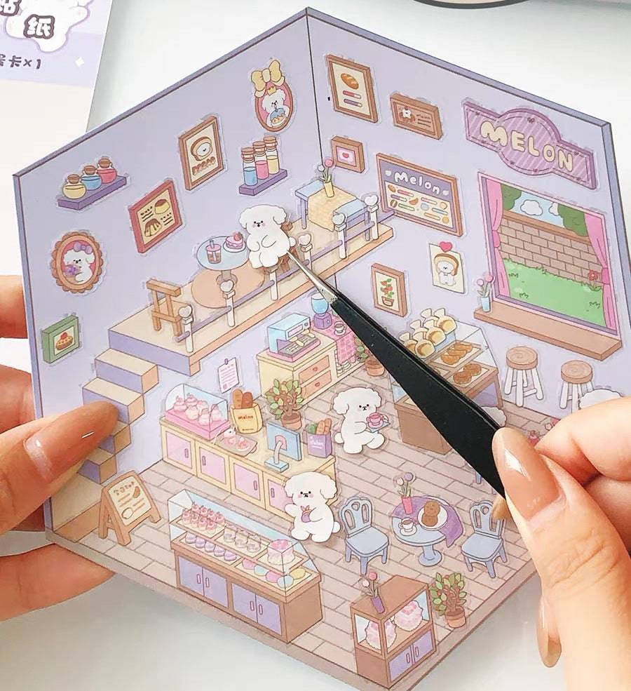 Create Adorable Sticker Scenes with Dog-Themed Bakery Shop|Market - OPICRAFT 