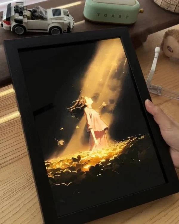 Girl Gazing at the Sky - Light Painting Art Frame - BRIVLOX | Where Innovation Meets Style!