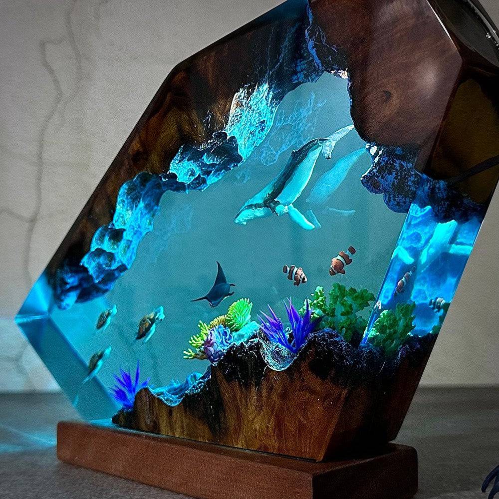 Giant Humpback Whale and Turtles Resin Night Light - OPICRAFT 