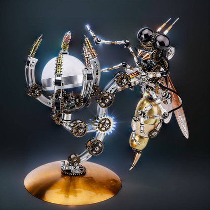 Intricate 3D Steampunk Wasp Model Kit – Engaging 627-Piece Puzzle with Scenic Base - OPICRAFT 