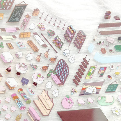 Sticker Scenes! DIY Coffee Flower|Panda Tea House|Bakery Shop|Dream Apartment - OPICRAFT 
