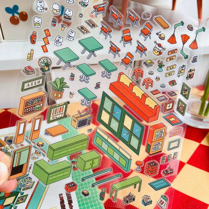 Shop Sticker Scenes! Create DIY Bookstore|Izakaya|Sweet Cake|Burger Shop|Hotpot Restaurant - OPICRAFT 