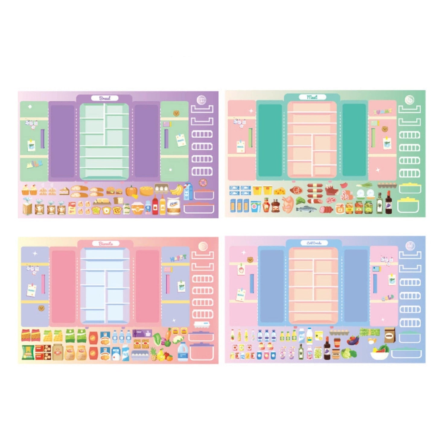 Stickers Play Set, Organize your Own Refrigerator|Snack Vending Machine|Dream House|Closet - OPICRAFT 