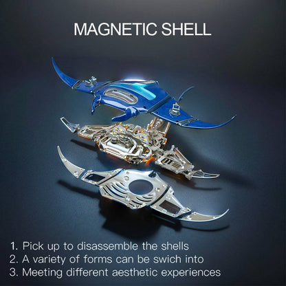 Illuminate Your Imagination: 3D Metal Mechanical Manta Ray Model Kit - Over 200 Pieces for a Stunning Assembly Experience! - OPICRAFT 
