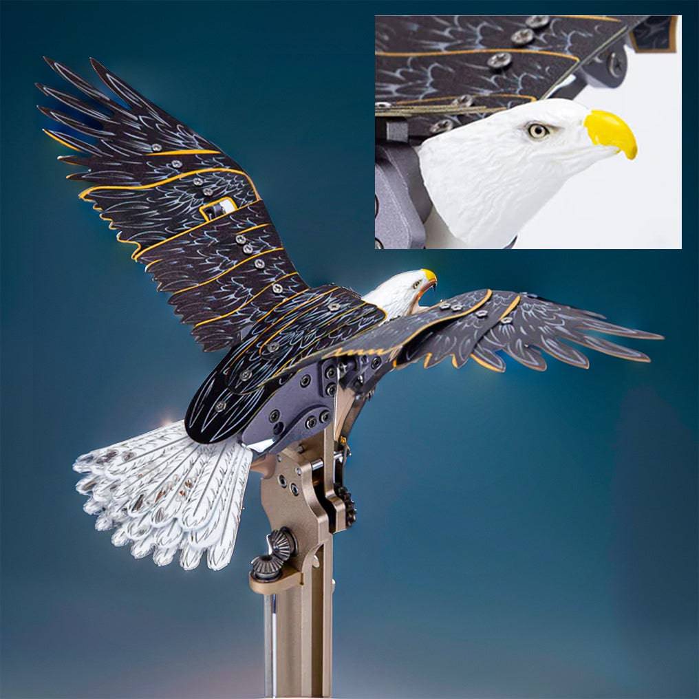 Captivating DIY 3D Bald Eagle Model Kit - Create a Soaring Haliaeetus Leucocephalus with Flapping Wings! - OPICRAFT 