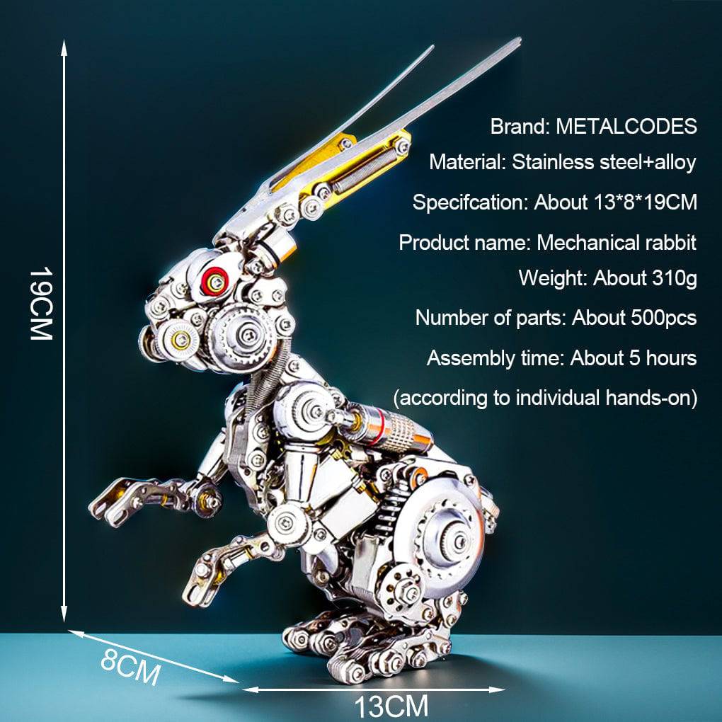 Intriguing DIY 3D Metal Punk Mechanical Rabbit Puzzle Assembly Kit - 500 Pieces of Fun! - OPICRAFT 