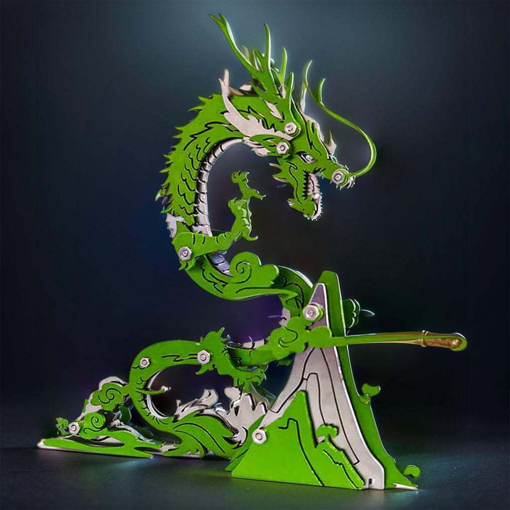 Enchanting 3D Metal Dragon Puzzle: Build Your Own Mythical Mountain Guardian Model Kit - OPICRAFT 