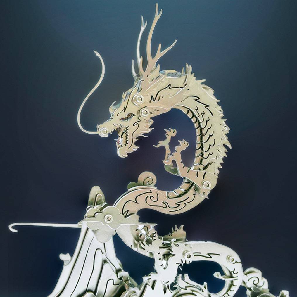 Enchanting 3D Metal Dragon Puzzle: Build Your Own Mythical Mountain Guardian Model Kit - OPICRAFT 