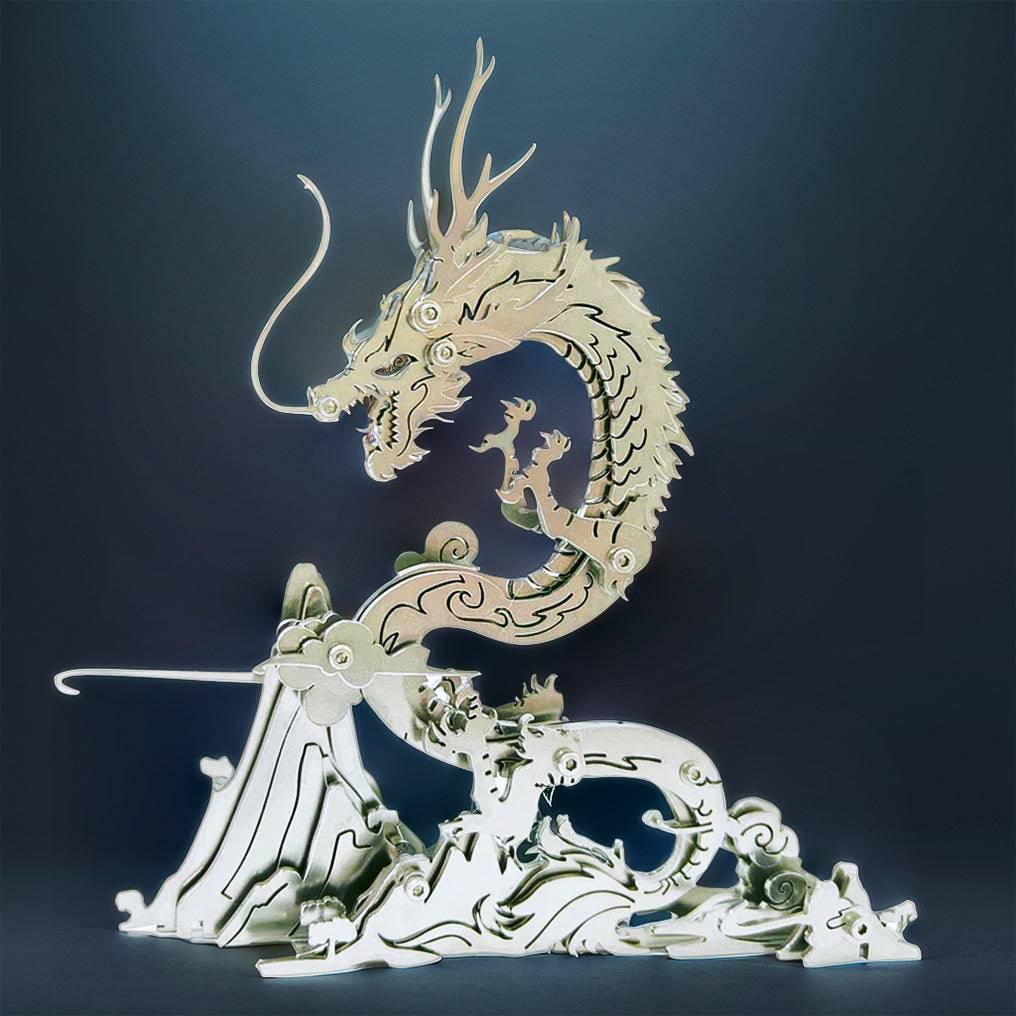 Enchanting 3D Metal Dragon Puzzle: Build Your Own Mythical Mountain Guardian Model Kit - OPICRAFT 