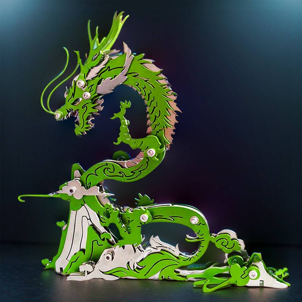 Enchanting 3D Metal Dragon Puzzle: Build Your Own Mythical Mountain Guardian Model Kit - OPICRAFT 