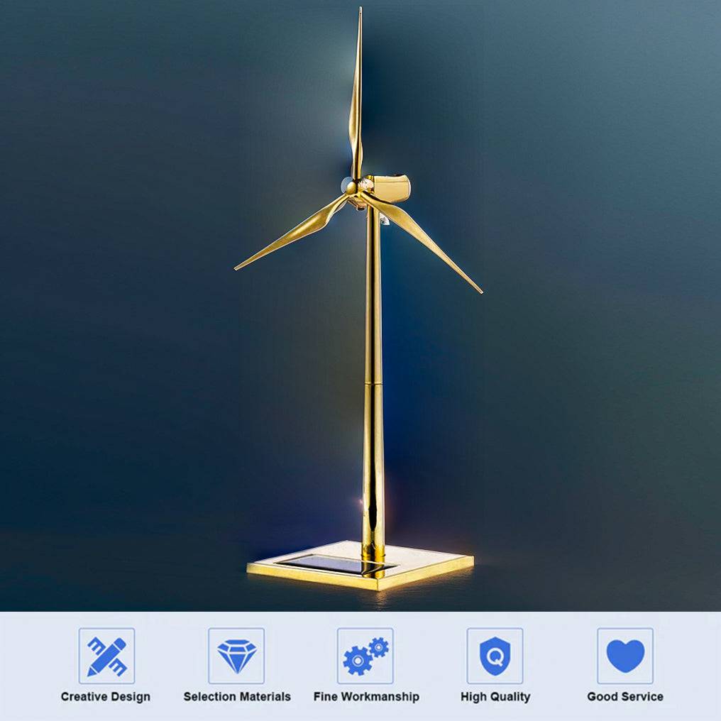 Enchanting Golden DIY 3D Metal Windmill: Solar-Powered Wind Turbine Assembly Model - OPICRAFT 