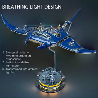 Illuminate Your Imagination: 3D Metal Mechanical Manta Ray Model Kit - Over 200 Pieces for a Stunning Assembly Experience! - OPICRAFT 