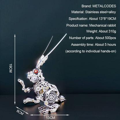 Intriguing DIY 3D Metal Punk Mechanical Rabbit Puzzle Assembly Kit - 500 Pieces of Fun! - OPICRAFT 