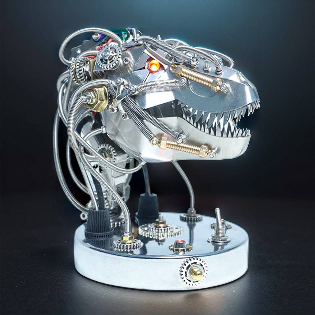 Create Your Own 3D Metal Steampunk Mechanical Dinosaur Head Model Kit - Over 180 Intricate Pieces! - OPICRAFT 