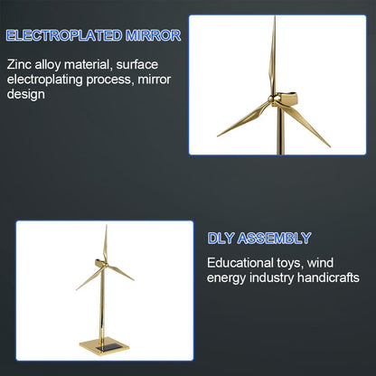 Enchanting Golden DIY 3D Metal Windmill: Solar-Powered Wind Turbine Assembly Model - OPICRAFT 