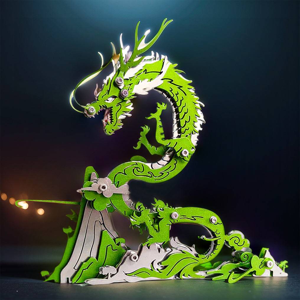 Enchanting 3D Metal Dragon Puzzle: Build Your Own Mythical Mountain Guardian Model Kit - OPICRAFT 